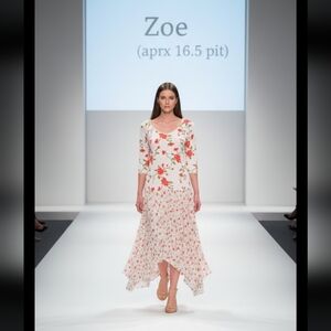 Zoe Asymmetrical Floral Dress - Red and White